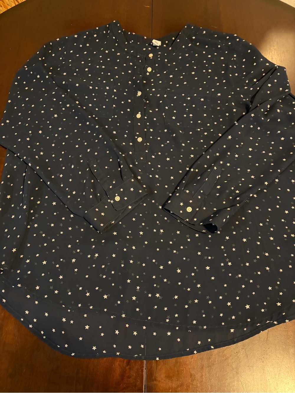 Old Navy Navy Blue Star-Print Button Front Blouse
